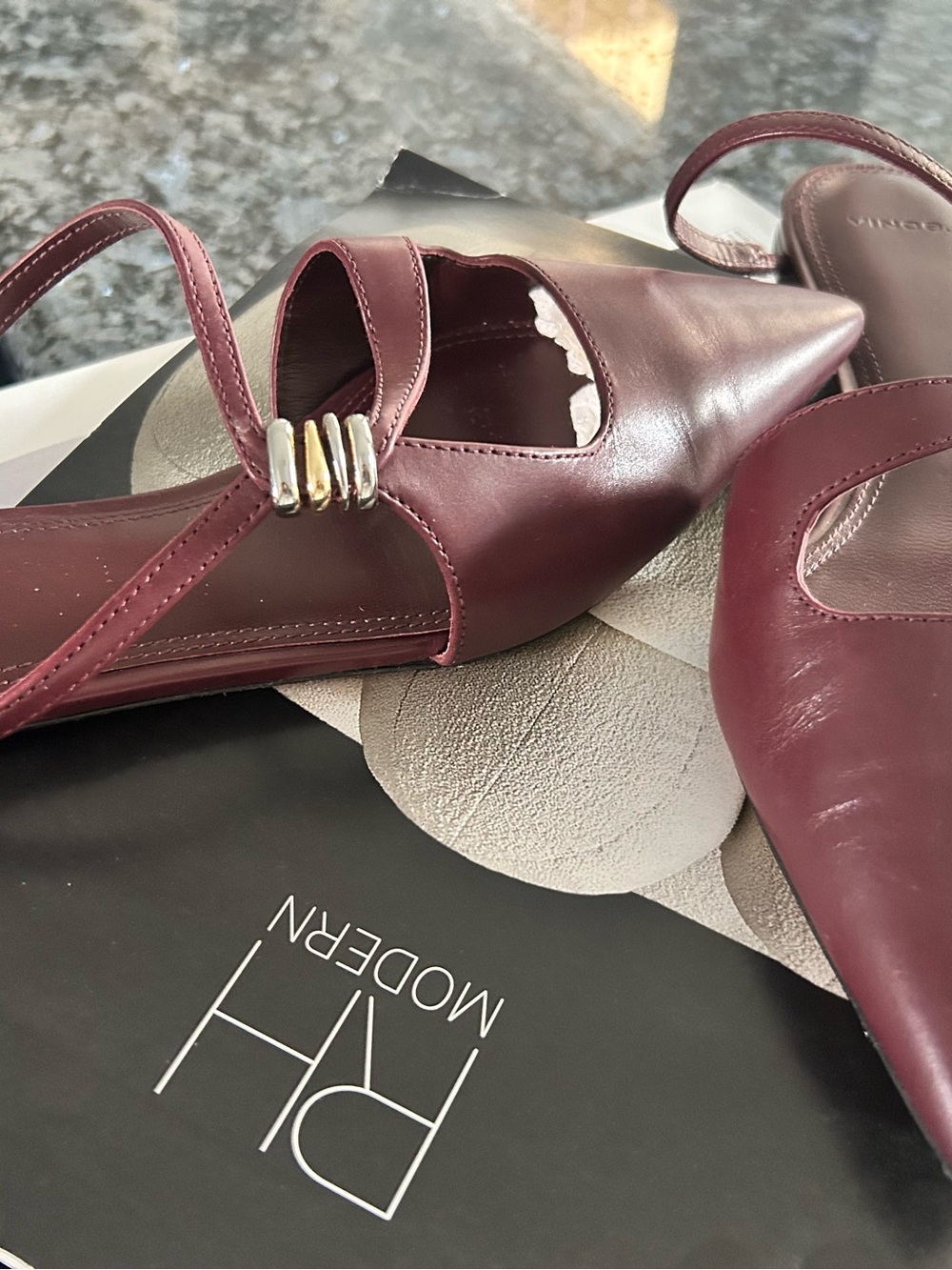 Vince Burgundy Pointed Toe Slingback Flats